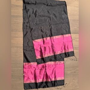 Elegant Black and Pink Silk Scarf - Made in India